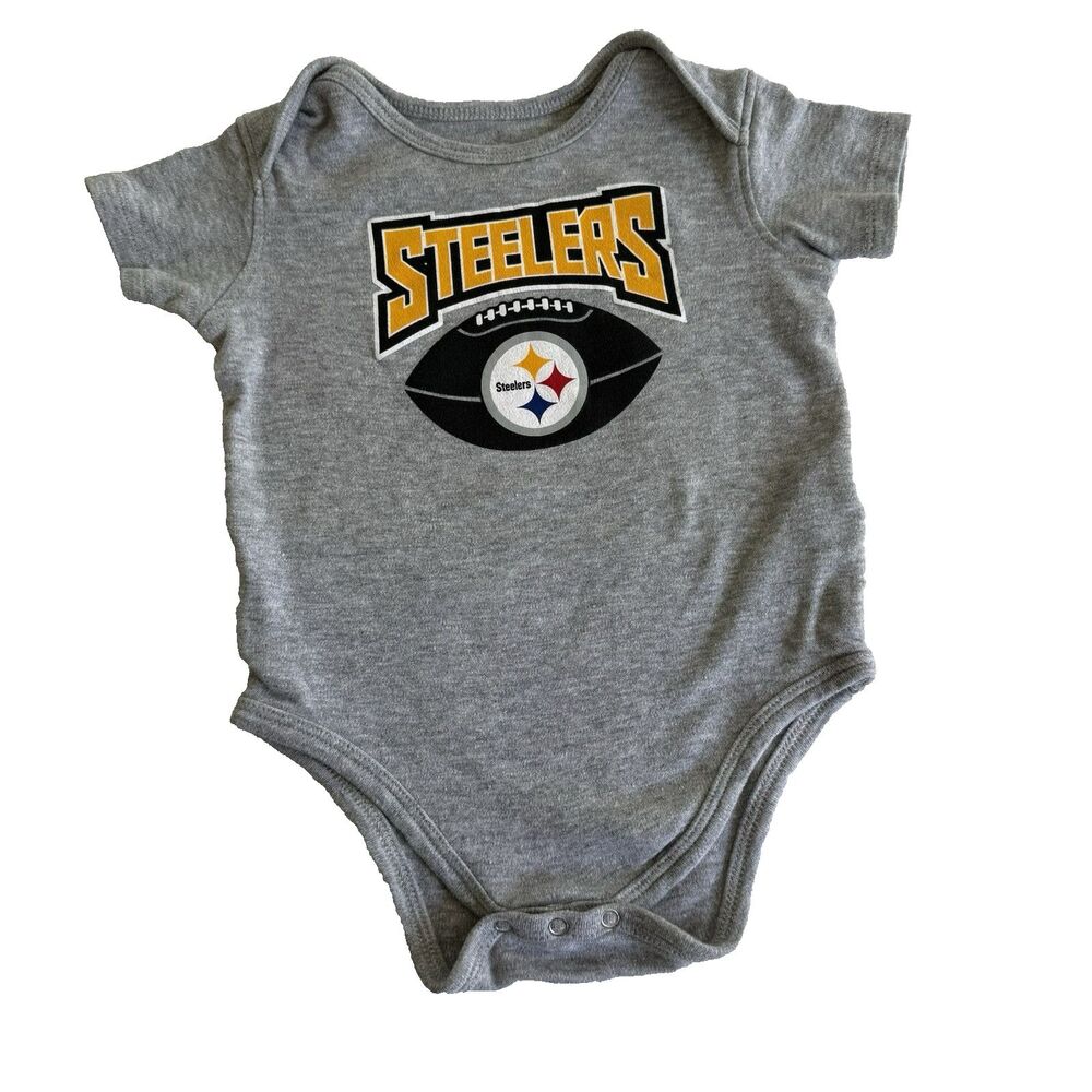 Pittsburgh Steelers NFL One Piece Creeper Bodysuit Gray Romper Sz 24M
